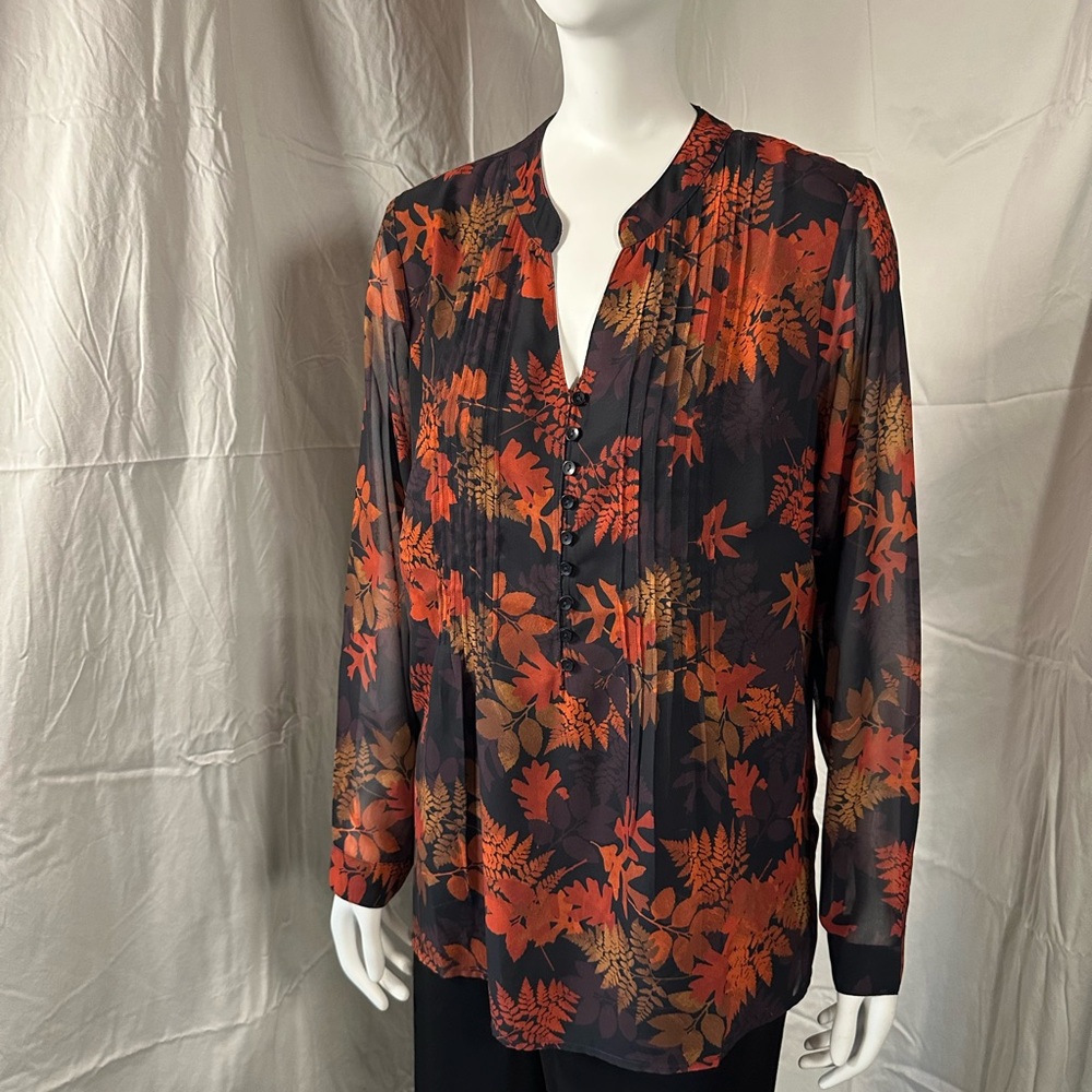 Coldwater Creek Falling Florals Tunic Blouse with Pintuck Detail Was $99.95